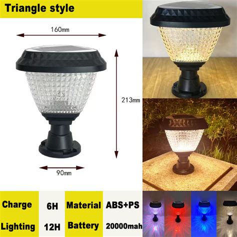solar pillar lamp outdoor waterproof IP67 solar gate light tricolor .